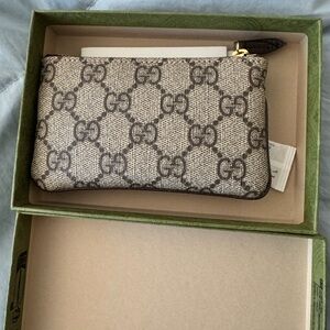 Gucci Beige and Brown Monogram Pouch